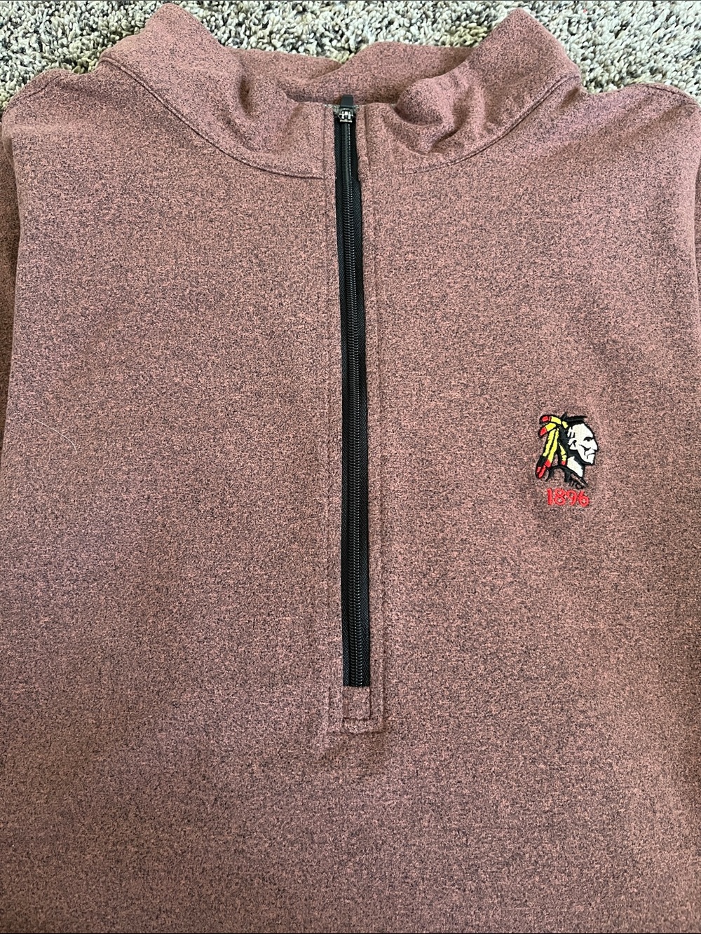 Straight Down - heathered brown/Burgundy- Quarter-Zip Pullover with Aronimink. M